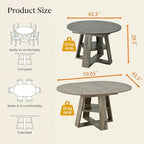 5 Piece Round Extendable Dining Table Set for 4, 43"-59" Grey Wood Oval Expanding Kitchen Table with 4 Velvet Tufted Chairs, Space Saving Extendable Dining Room Tables with Storage Shelf