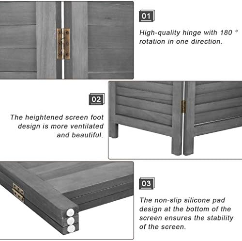 3 Panel Wood Room Divider 5.7 Ft Tall Privacy Wall Divider 67.7" x 16.9&...