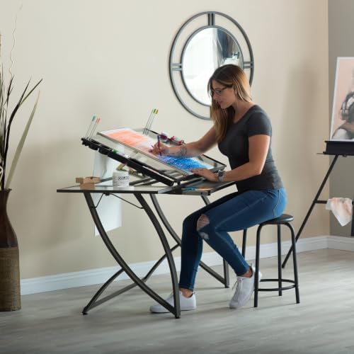 SD STUDIO DESIGNS Futura Luxe Drawing, Drafting, Craft Table with Drawer, 35&...