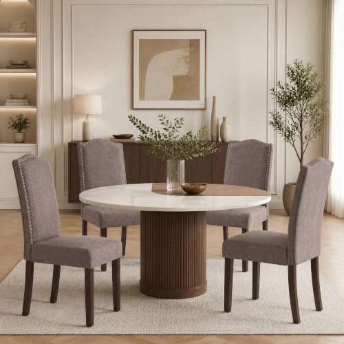 Upholstered Dining Chair Modern Stylish Kitchen Diner Fabric Set of 4