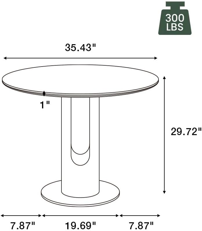POVISON Round Dining Table, 35" Modern Sintered Stone Kitchen Table for ...