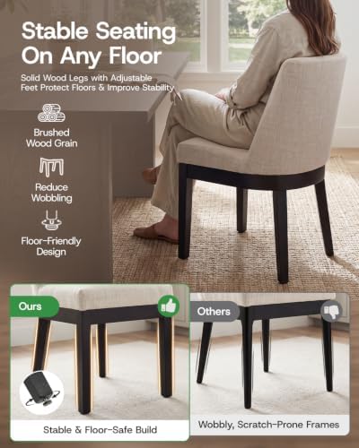 HNY Modern Dining Chairs Set of 6 with Comfortable Back Support, Farmhouse So...