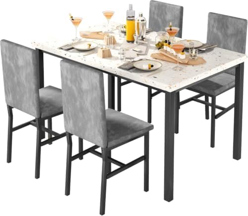 Hooseng Dining Table Set for 4, Kitchen Table and Chairs Set for 4, Small Din...
