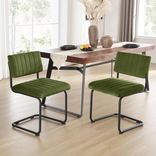 ONEVOG Mid Century Modern Dining Chairs Set of 2, Green Velvet Kitchen Chairs...