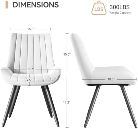 Dining Chairs Set of 6, Mid Century Modern Kitchen Chairs with Soft Cushion, ...