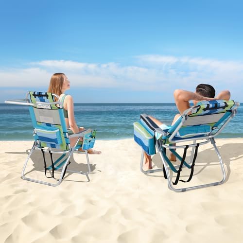 VINGLI Tall Beach Chair 2 Pack Lightweight, Backpack Beach Chair for Adults w...