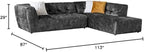 Acanva Luxury Mid-Century Velvet Tufted Low Back Sofa Set L-Shape 2-Piece Living Room Couch, 113" W Right Hand Facing Sectional, Grey