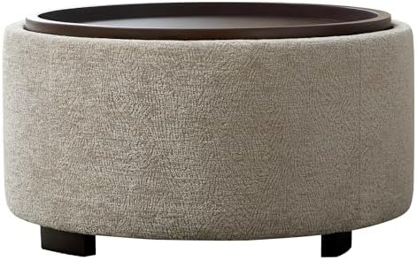 Zihanhome 30 Inch Round Storage Ottoman, Ottoman Coffee Table with Lift Off L...
