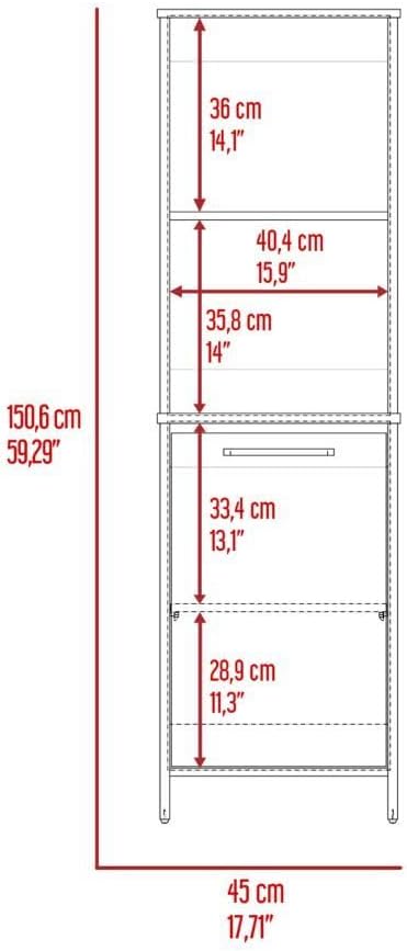 White Kitchen Pantry with 59" Height and Two Open Storage Shelves | Part...