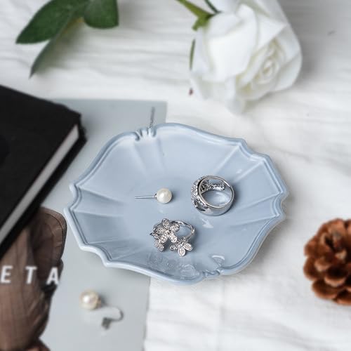 Ceramic Jewelry Dish, Decorative Tray for Rings Earrings Necklaces Bracelet Watch Keys, 4.50" Trinket Tray as Gifts for Women (Antique Court)