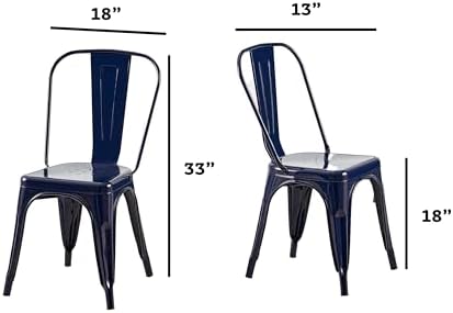 AC Pacific 18 Inch Seat Height Industrial Metal Dining Chairs, Stackable Kitc...