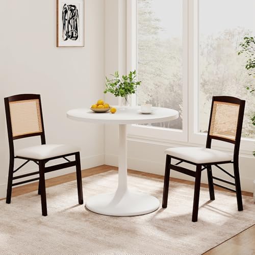 KOTEK Folding Dining Chairs Set of 2, Wooden Kitchen Chairs with Padded Seat ...
