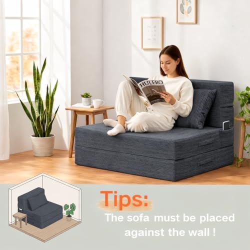 Folding Sofa Bed, Convertible Sleeper Chair Bed, Floor Sofa with Bag | Fold o...