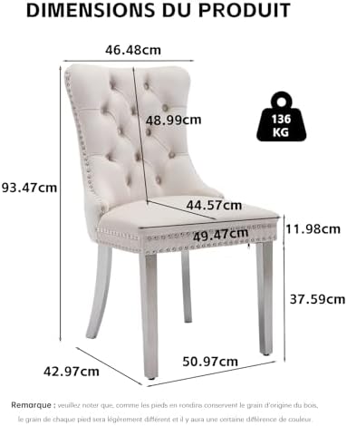 Velvet Upholstered Dining Chairs Set of 4, Modern Style Kitchen Side Chairs w...