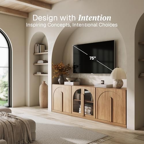 BELLEZE Bijou 3-Piece Modular Sideboard Buffet Cabinet - Camel
