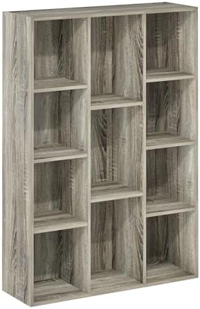 Furinno LUDER Book Shelf, 11-Cube Bookshelf, Reversible Bookcase, 9.4 x 29.1 ...