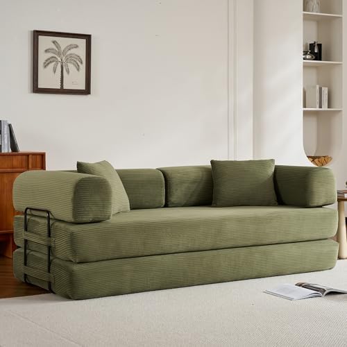 78" Convertible Floor Sofa Bed, Couches for Living Room, Green