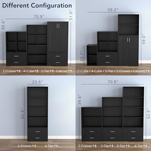 Homes: Inside + Out Apexa 2-Tier Cube Storage Organizer Shelves, Stackable Wo...