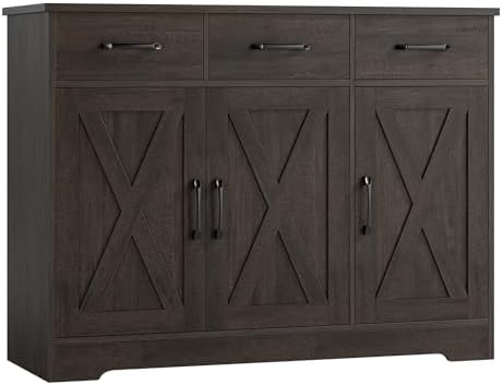 HOSTACK Kitchen Buffet Cabinet with Storage, Sideboard Coffee Bar, Brown