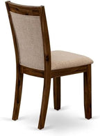 East West Furniture DLMZ3-AWN-04 3 Piece Dinette Set for Small Spaces Contains a Round Dining Table with Dropleaf and 2 Light Tan Linen Fabric Parsons Dining Chairs, 42x42 Inch, Natural Walnut