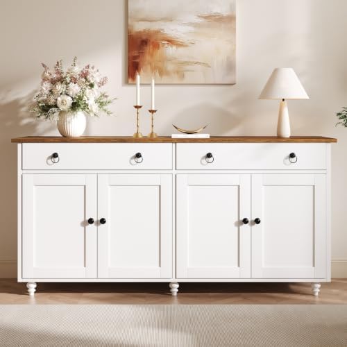 4 EVER WINNER 55" Buffet Cabinet with Storage and Drawers, Large Sideboa...