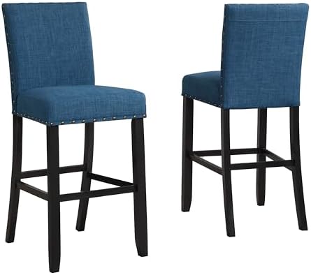 Roundhill Furniture Biony 3-Piece 36" Round Espresso Bar Table with Nail...