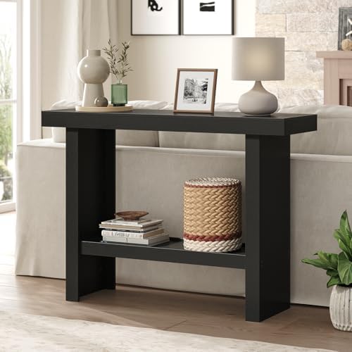 MAHANCRIS Console Table, 39.4'' Black Rectangular Entryway Table, Mod...