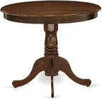 East West Furniture ANDA5-AWA-12 5 Piece Kitchen Table Set Includes a Round Dining Table with Pedestal and 4 Polyester Fabric Upholstered Parson Chairs, 36x36 Inch, Antique Walnut