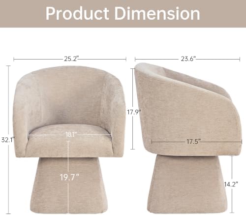 VKNOW Upholstered Swivel Dining Chairs Set of 4 with Barrel Back and Arm