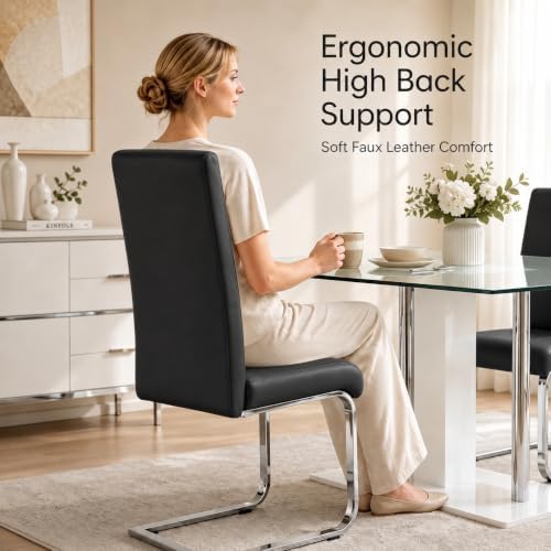 Yaheetech Dining Chairs Set of 6 High Back Modern Kitchen Chairs Black