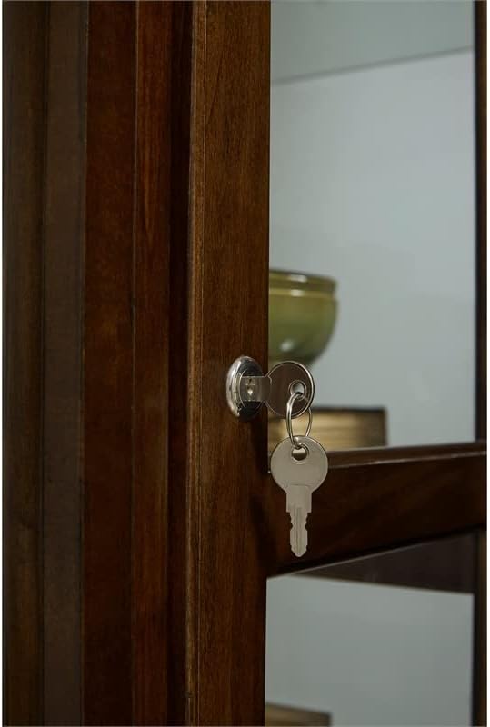 Pulaski Two Way Sliding Door Curio, 46 by 15 by 83-Inch, Chocolate Cherry Finish, Dark Brown