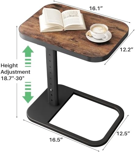 Kitstorack TV Tray Table, Adjustable Height & Flip-Top & Rounded Meta...