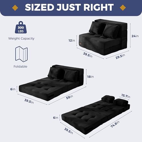 MAXYOYO Convertible Sofa Bed, Fold Out Sofa Couch with Pillow for Adults | Lo...