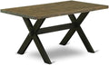East West Furniture XT676 X-Style Dining Room Table - a Rectangle Solid Wood Table Top with Stylish Legs, 36x60 Inch, Multi-Color