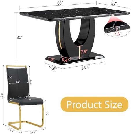 Dining Table Set for 6, Kitchen Table Chairs Set of 6, Modern Dining Room Set...