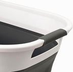 SAMMART 40L (10.5 Gallon) Collapsible Plastic Laundry Basket - Foldable Pop Up Storage Container/Organizer - Portable Laundry Hamper - Space Saving (1, White/Steel Grey)