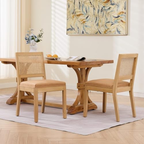 French Country Dining Chairs Set of 6, Amber Wood Kitchen & Dining Room C...
