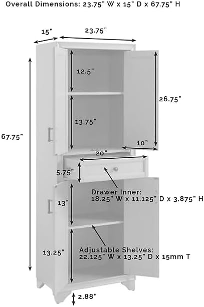 3-Piece Kitchen Storage Cabinet Set, Tall Pantry with Shelves and Drawers, Mo...