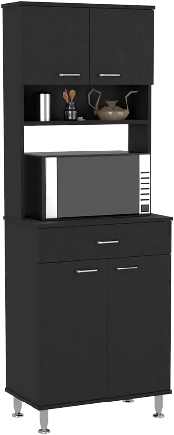 Pantry Cabinet 67" H, Four Doors, One Drawer, Three Internal Shelves, 2 ...