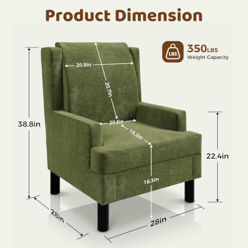 Garvee Wingback Accent Chair Set of 2, Mid-Century Chenille Reading Chair | H...