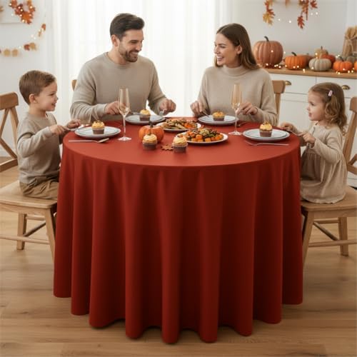 Fitable 6 Pack Rust 120 Inch Round Tablecloth - Stain Resistant and Washable Table Cover, Polyester Fabric Table Cloth for Wedding, Party, Banquet, Formal Events