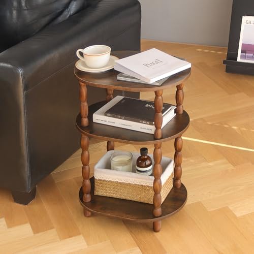 MaxSmeo Side Table, 3-Tier Small End Table, Modern Oval Night Stand Accent Ta...