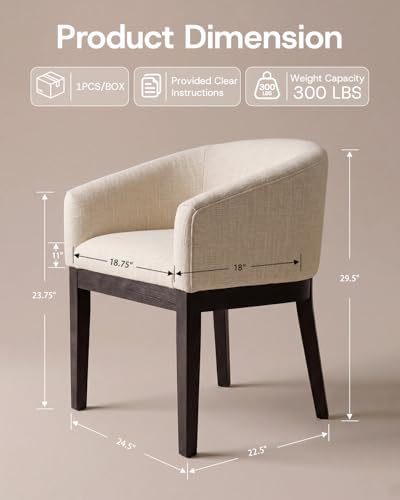 HNY Barrel Dining Chairs Set of 2, Mid Century Modern Upholstered Dining Chai...