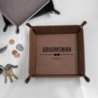 Lifetime Creations Personalized Groomsman Valet Tray - Custom Gifts for Groomsmen Proposal, Vegan Leather Catchall Wedding Gifts (Black, Bow Tie Design)