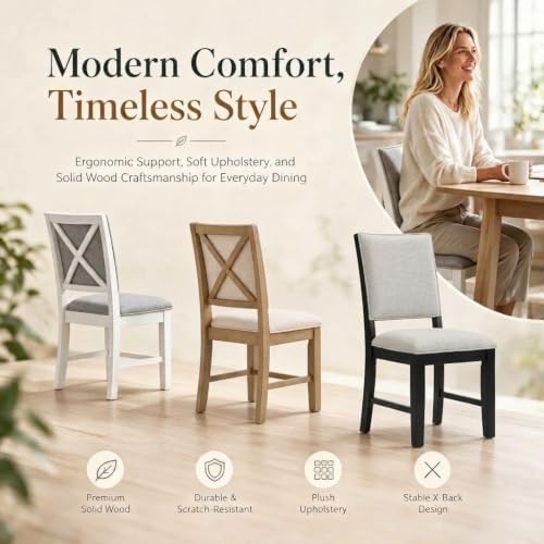 chairus Farmhouse Dining Chairs Set of 4, Upholstered Armless Dining Room Cha...