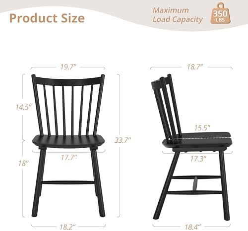 LUE BONA Upgraded Dining Chairs Set of 4, Farmhouse Wooden Spindle Back Kitch...