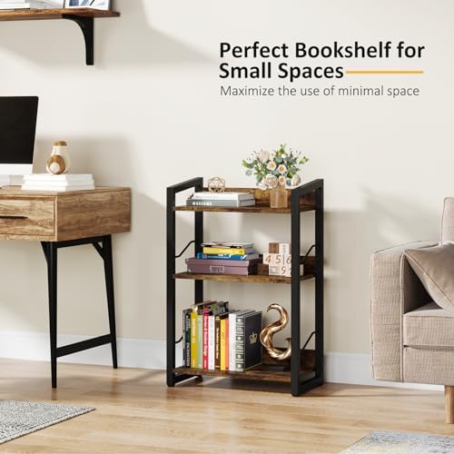 Hosfais 3-Tier Small Bookshelf Bookcase with Edge Protection
