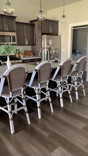 PURPLE LEAF French Counter Bar Stools 25" Set of 4 Easy Maintain, Brown