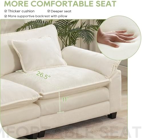 Oprisen 86" Modular Sectional Sofa, Comfy Deep Cloud Couch with Ottoman ...
