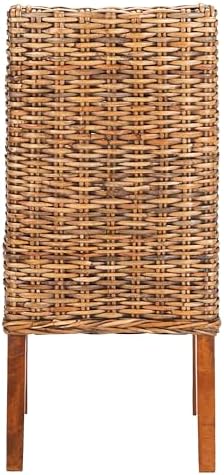 SAFAVIEH Suncoast Wood Accent Chair Set of 2, 20" Brown/Teak Brown FOX6503A